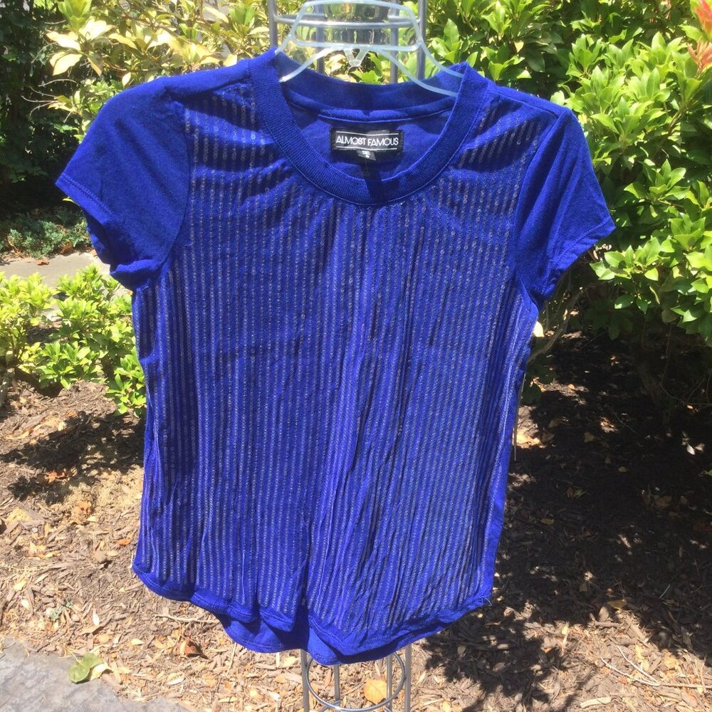 Almost Famous Crystal Sequin on Blue Top